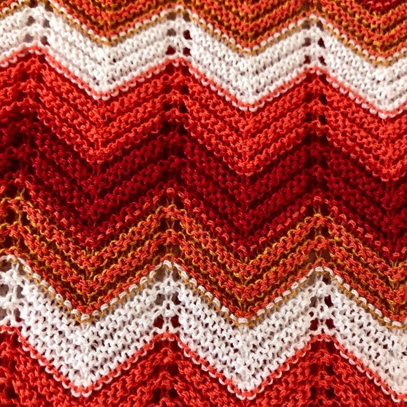 Colourful Retro Zig Zag Chevron Pointelle Sweater - Size S - Picture 9 of 13